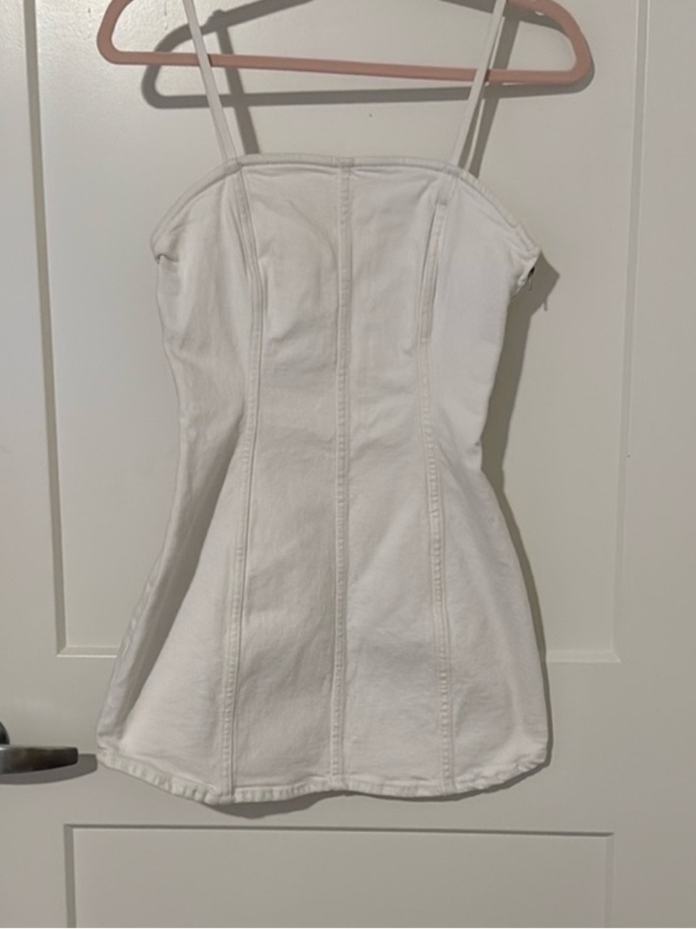 Zara White Corset-Style Mini Dress with Slim Straps